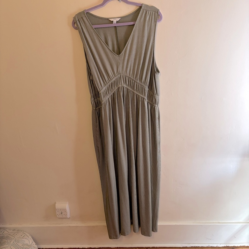 PLUS Green Striped Dress